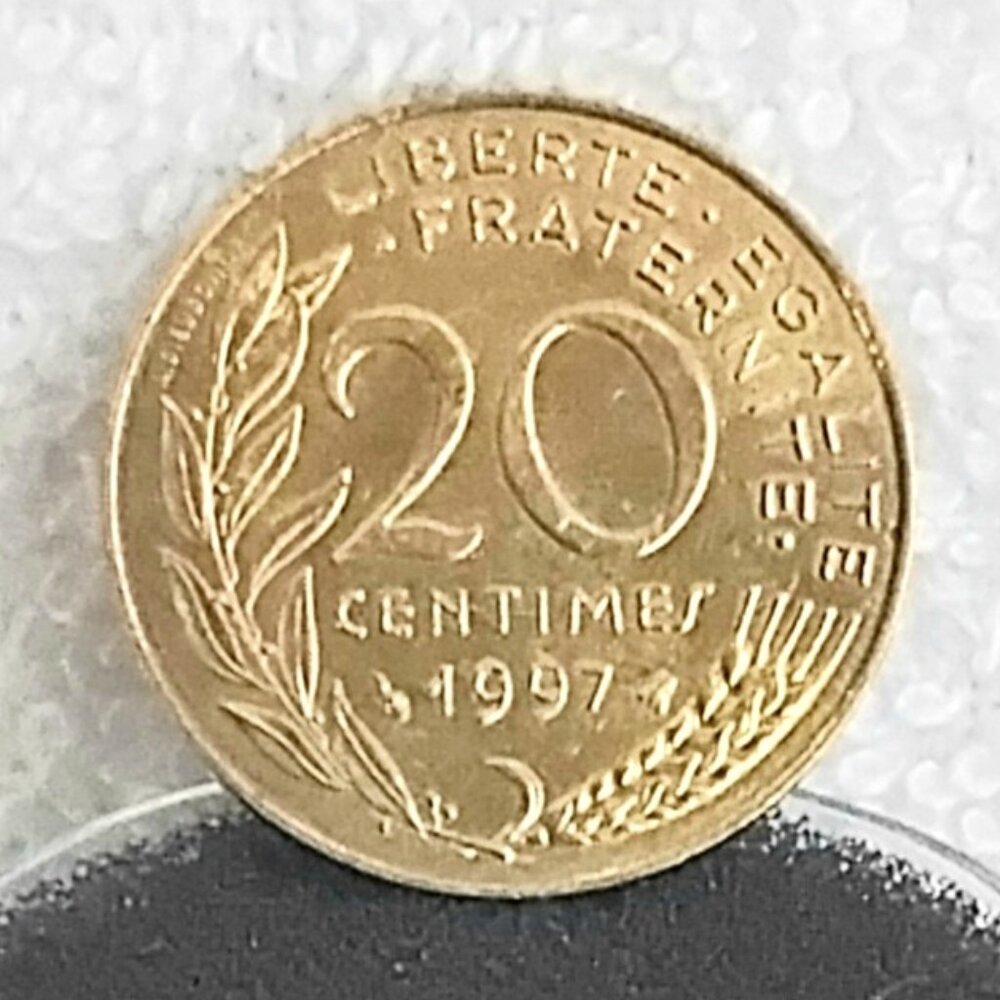 Circulated 1996 France 20 Centimes Coin Made of Copper/Aluminum/Nickel!!
